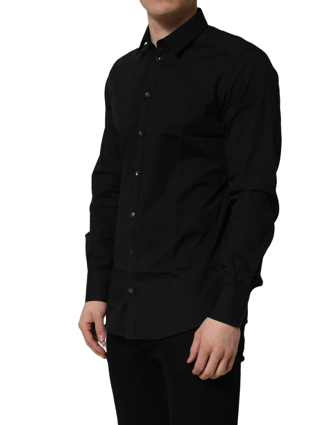 Dolce &amp; Gabbana Sample Sale | Dolce &amp; Gabbana Black Cotton Stretch GOLD Fit Dress Shirt - | Designer outlet