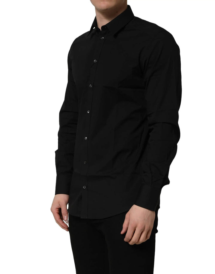 Dolce &amp; Gabbana Sample Sale | Dolce &amp; Gabbana Black Cotton Stretch GOLD Fit Dress Shirt - | Designer outlet