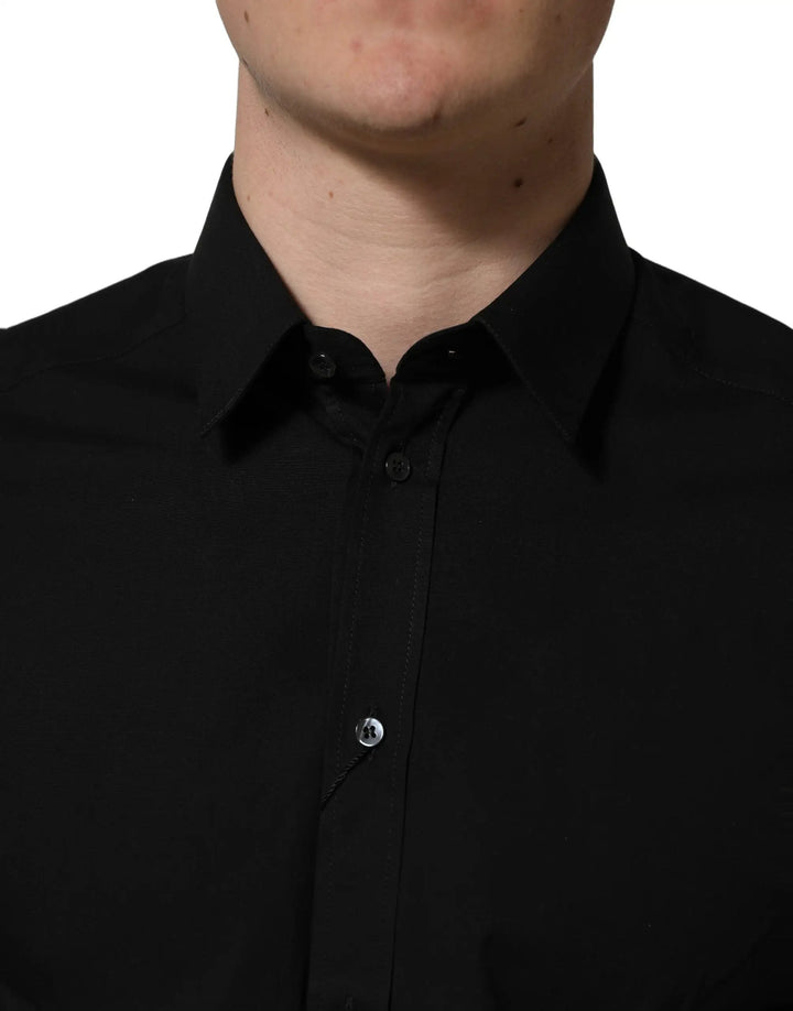 Dolce &amp; Gabbana Sample Sale | Dolce &amp; Gabbana Black Cotton Stretch GOLD Fit Dress Shirt - | Designer outlet