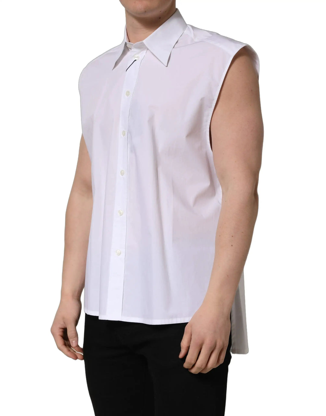 Dolce &amp; Gabbana Sample Sale | Dolce &amp; Gabbana White Cotton Sleeveless Formal Dress Shirt - | Designer outlet