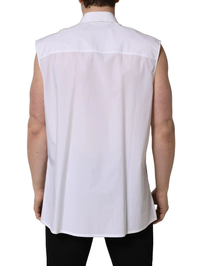 Dolce &amp; Gabbana Sample Sale | Dolce &amp; Gabbana White Cotton Sleeveless Formal Dress Shirt - | Designer outlet