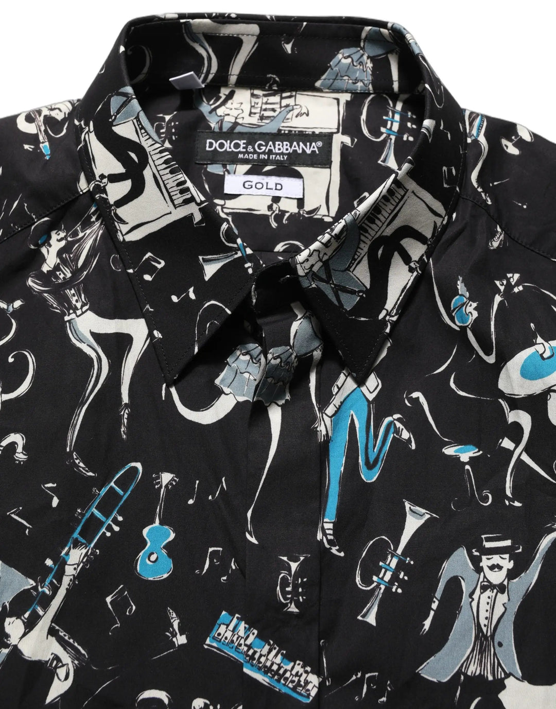 Dolce &amp; Gabbana Sample Sale | Dolce &amp; Gabbana Black Jazz Club Cotton GOLD Fit Dress Shirt - | Designer outlet