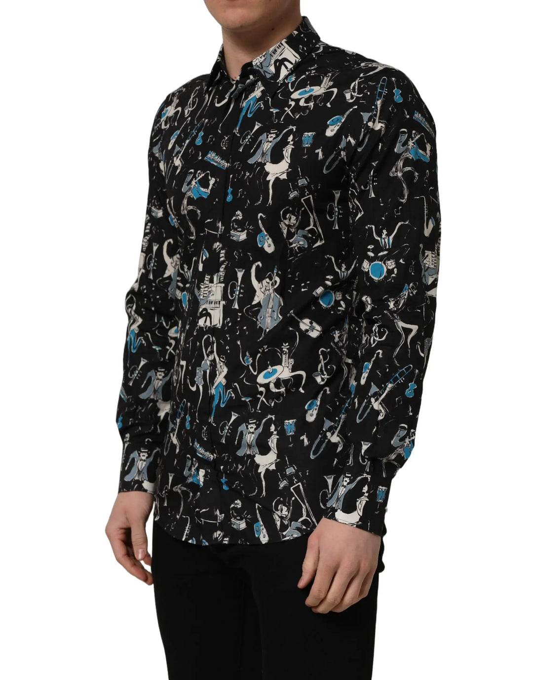 Dolce &amp; Gabbana Sample Sale | Dolce &amp; Gabbana Black Jazz Club Cotton GOLD Fit Dress Shirt - | Designer outlet