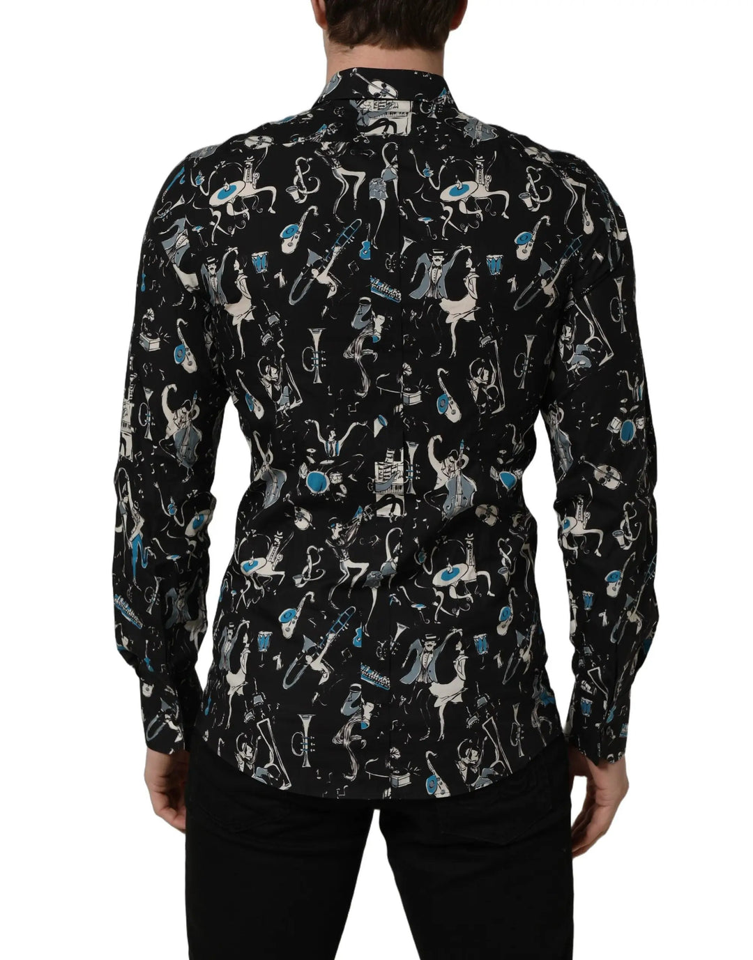 Dolce &amp; Gabbana Sample Sale | Dolce &amp; Gabbana Black Jazz Club Cotton GOLD Fit Dress Shirt - | Designer outlet