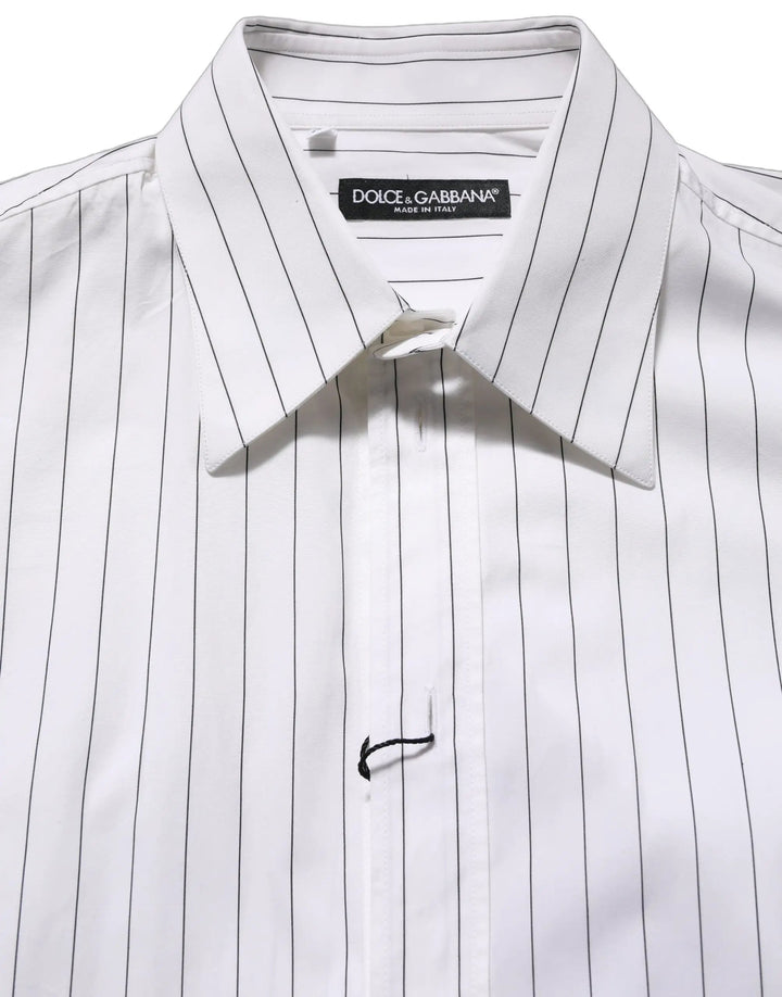 Dolce &amp; Gabbana Sample Sale | Dolce &amp; Gabbana White Stripes Cotton Men Formal Dress Shirt - | Designer outlet