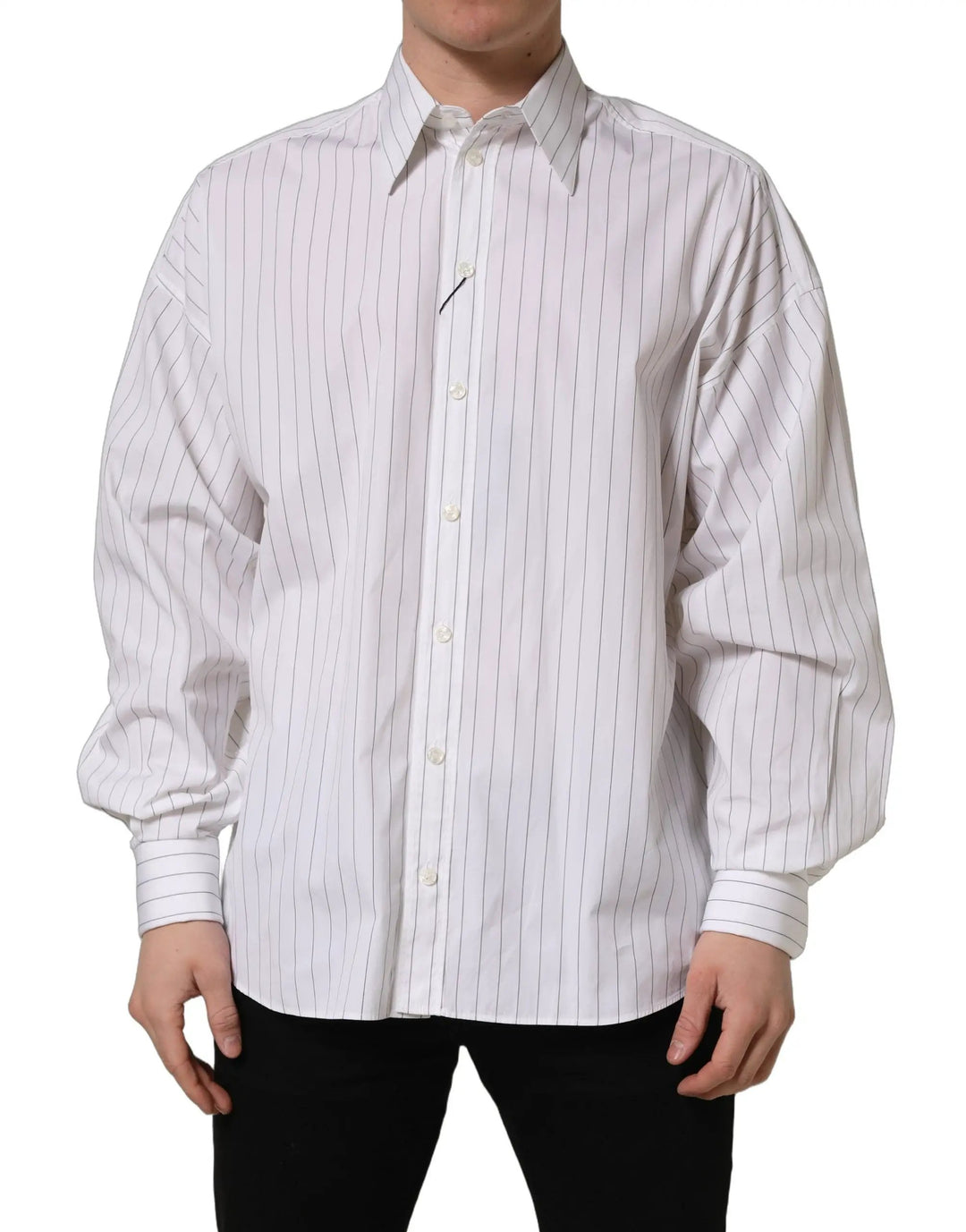 Dolce & Gabbana Sample Sale | Dolce & Gabbana White Stripes Cotton Men Formal Dress Shirt - | Designer outlet