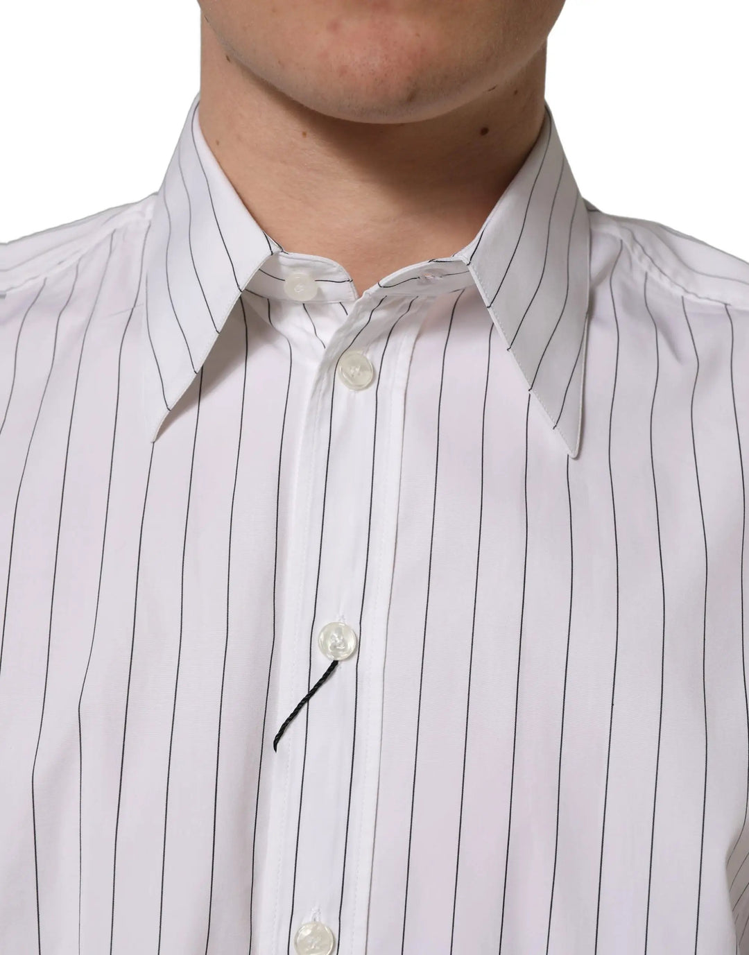 Dolce &amp; Gabbana Sample Sale | Dolce &amp; Gabbana White Stripes Cotton Men Formal Dress Shirt - | Designer outlet
