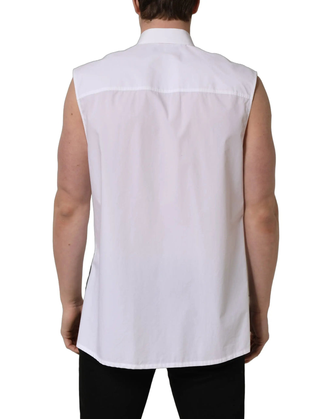 Dolce &amp; Gabbana Sample Sale | Dolce &amp; Gabbana White Cotton Sleeveless Formal Dress Shirt - | Designer outlet