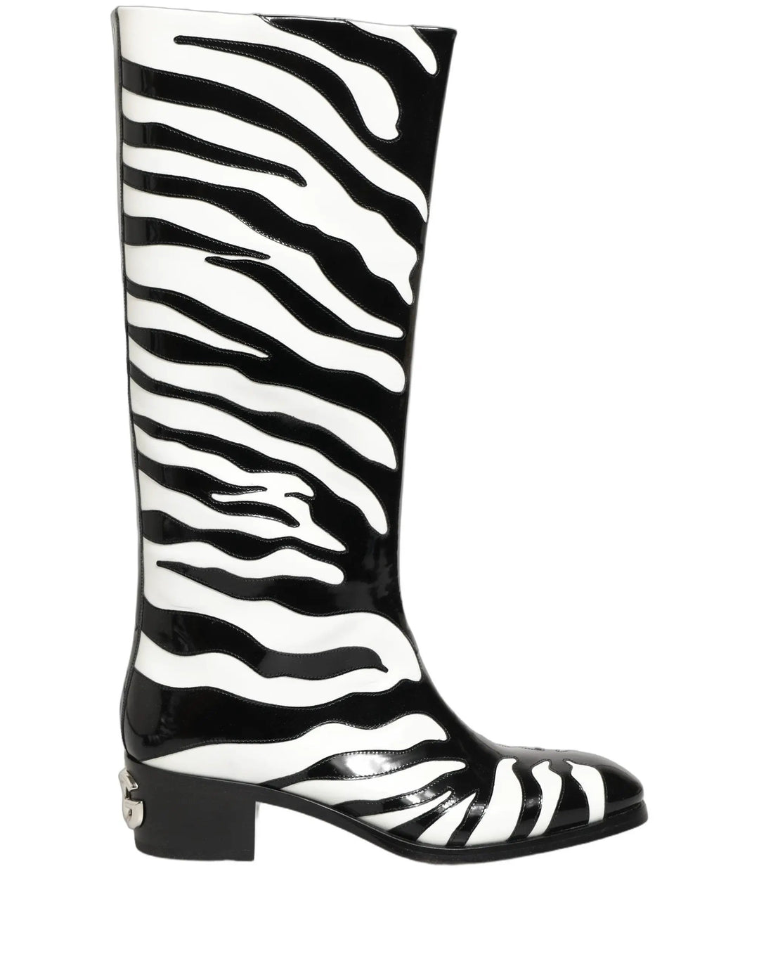 Dolce &amp; Gabbana Sample Sale | Dolce &amp; Gabbana Black White Zebra Knee High Men Boots Shoes - | Designer outlet