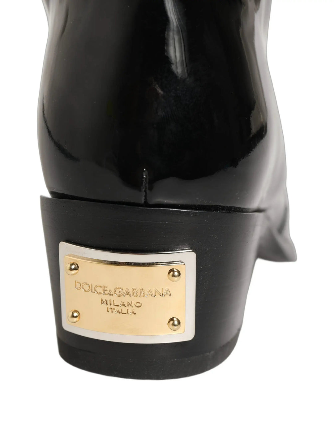Dolce &amp; Gabbana Sample Sale | Dolce &amp; Gabbana Black Leather Knee High Heels Boots Shoes - | Designer outlet