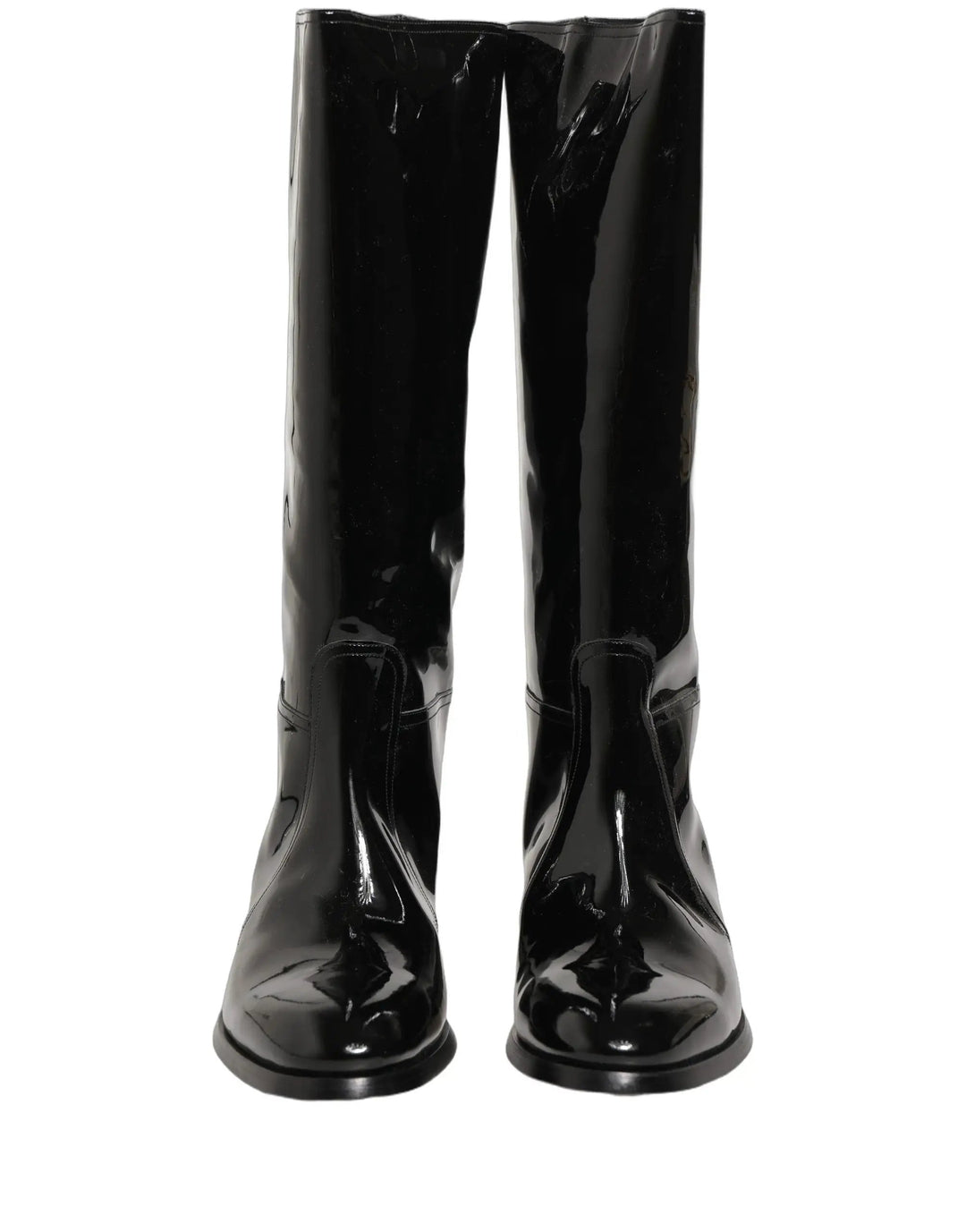 Dolce &amp; Gabbana Sample Sale | Dolce &amp; Gabbana Black Leather Knee High Heels Boots Shoes - | Designer outlet