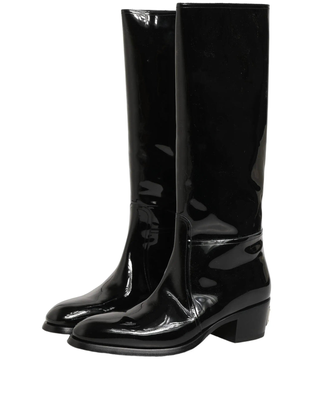 Dolce &amp; Gabbana Sample Sale | Dolce &amp; Gabbana Black Leather Knee High Heels Boots Shoes - | Designer outlet