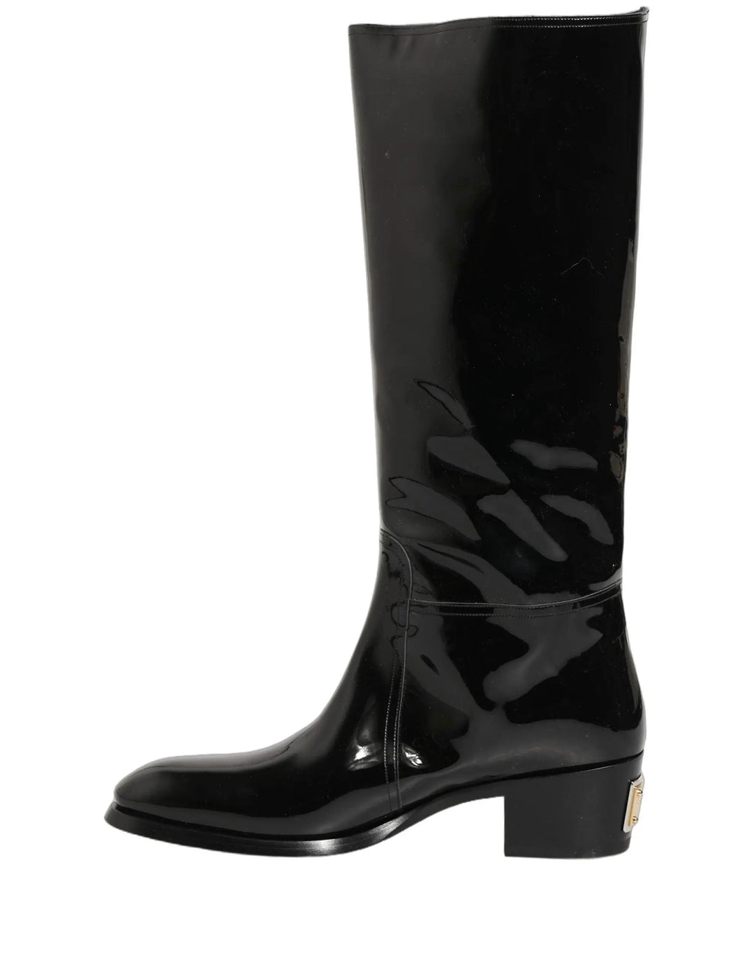 Dolce &amp; Gabbana Sample Sale | Dolce &amp; Gabbana Black Leather Knee High Heels Boots Shoes - | Designer outlet
