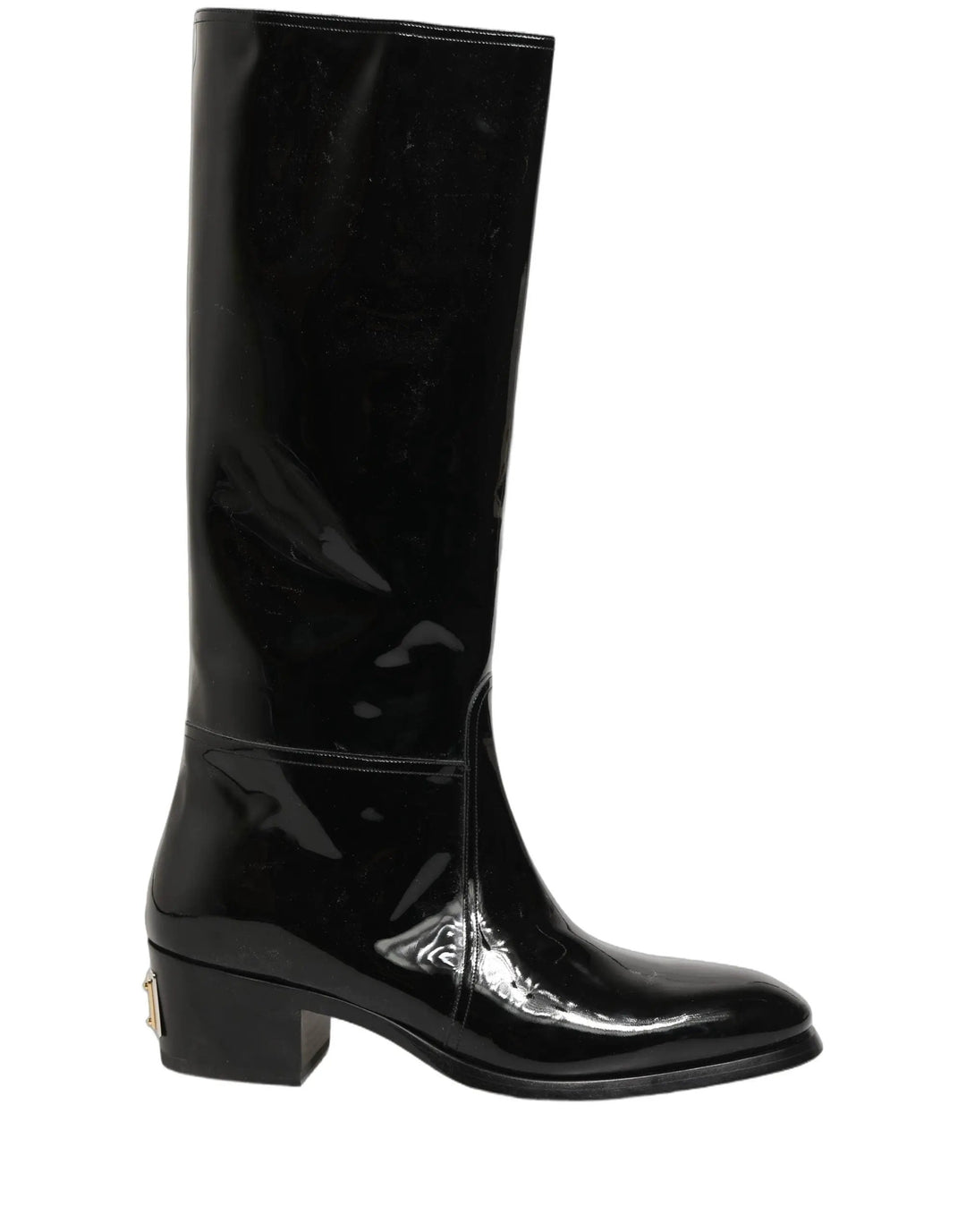 Dolce &amp; Gabbana Sample Sale | Dolce &amp; Gabbana Black Leather Knee High Heels Boots Shoes - | Designer outlet
