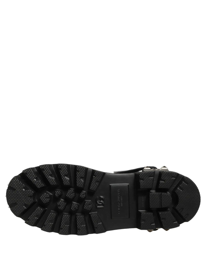 Dolce &amp; Gabbana Black Stud Platform Combat High Boots Shoes