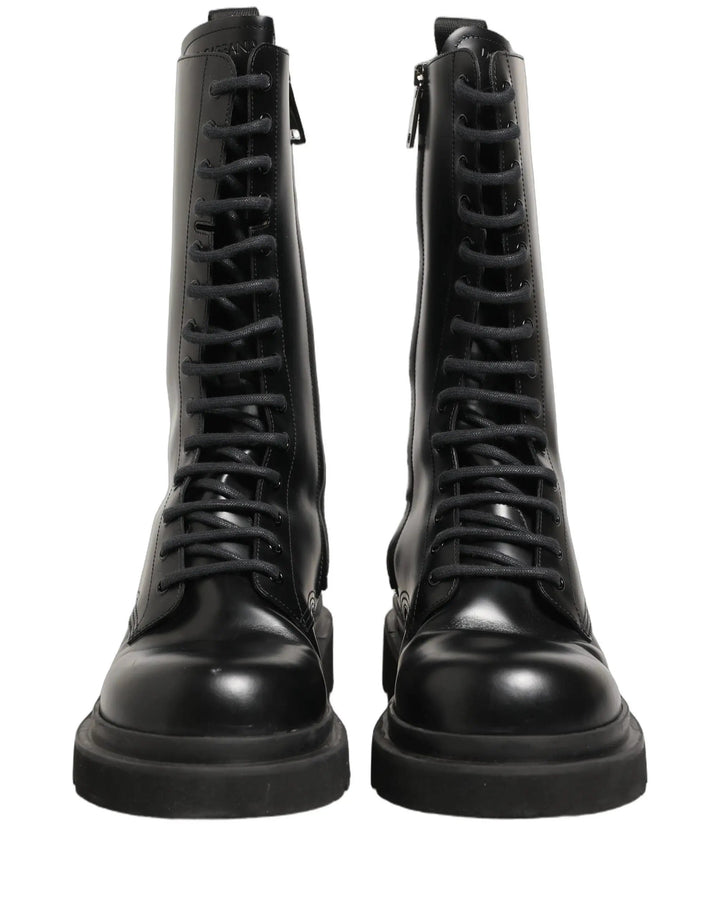 Dolce &amp; Gabbana Sample Sale | Dolce &amp; Gabbana Black Leather Lace Up Men Combat Boots Shoes - | Designer outlet