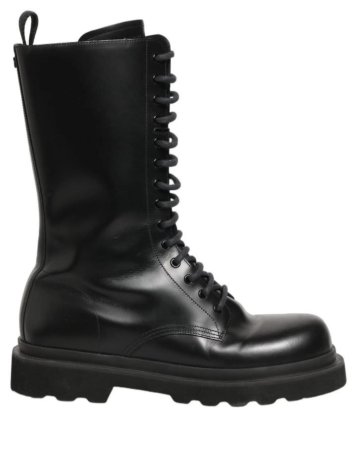 Dolce &amp; Gabbana Sample Sale | Dolce &amp; Gabbana Black Leather Lace Up Men Combat Boots Shoes - | Designer outlet