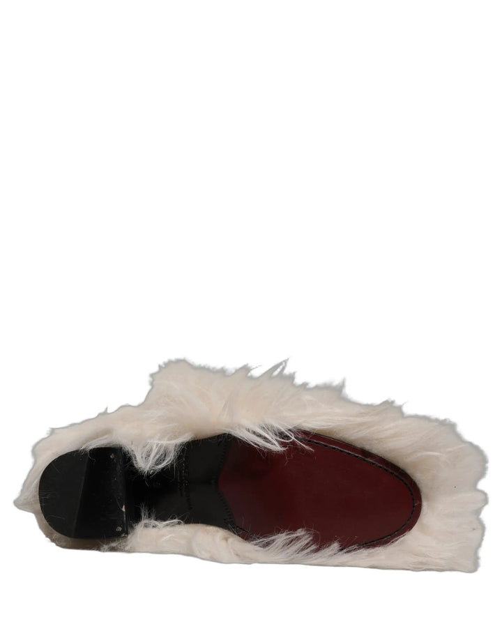 Dolce &amp; Gabbana Sample Sale | Dolce &amp; Gabbana White Faux Fur Mid Calf Men Boots Shoes - | Designer outlet
