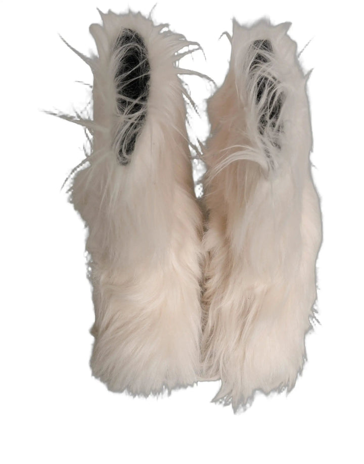 Dolce &amp; Gabbana Sample Sale | Dolce &amp; Gabbana White Faux Fur Mid Calf Men Boots Shoes - | Designer outlet