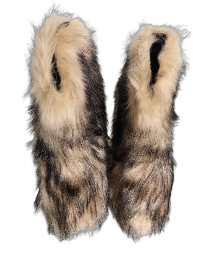Dolce &amp; Gabbana Sample Sale | Dolce &amp; Gabbana Brown Faux Fur Mid Calf Men Boots Shoes - | Designer outlet