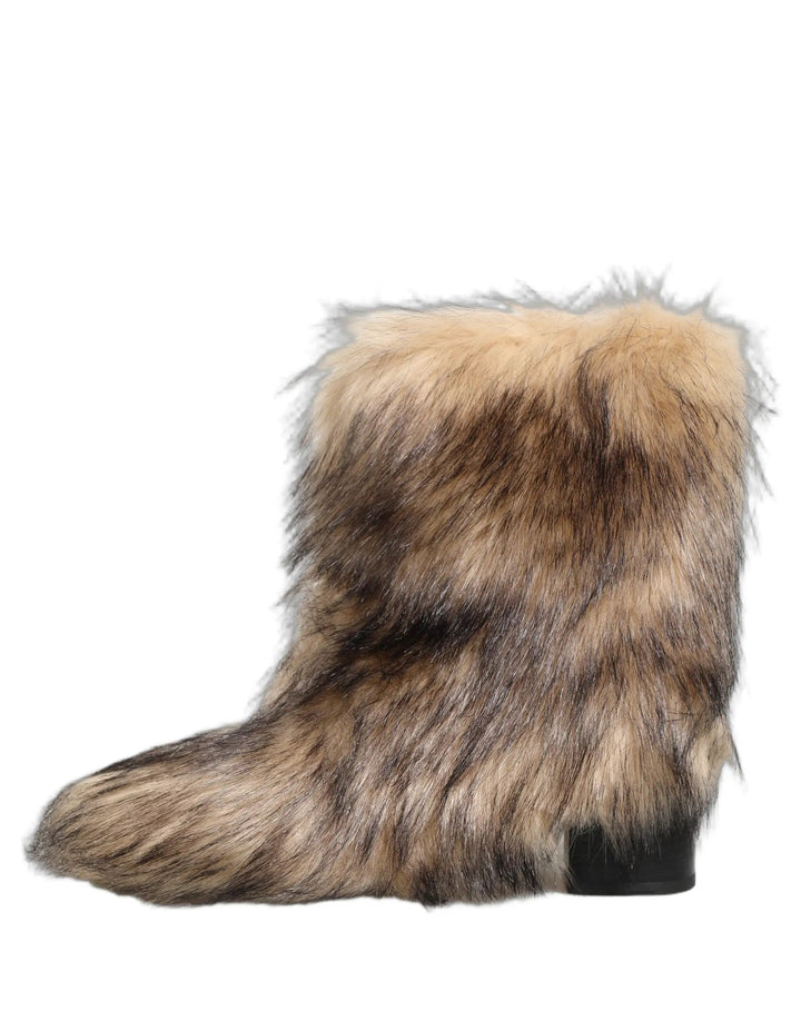 Dolce &amp; Gabbana Sample Sale | Dolce &amp; Gabbana Brown Faux Fur Mid Calf Men Boots Shoes - | Designer outlet