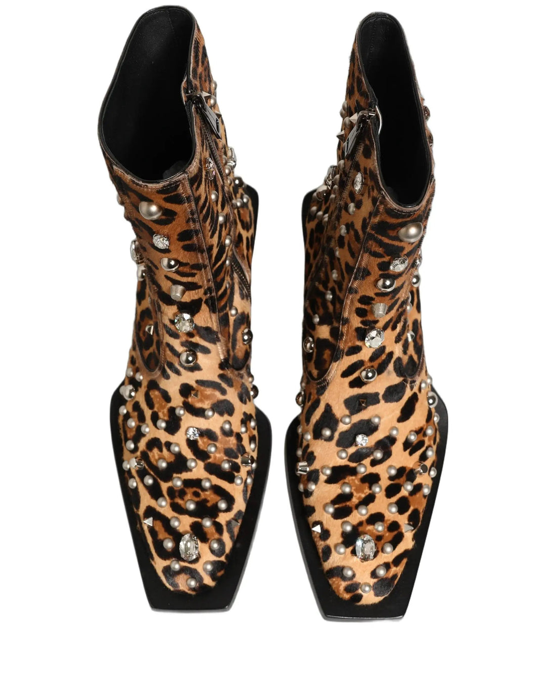 Dolce &amp; Gabbana Sample Sale | Dolce &amp; Gabbana Brown Leopard Embellished Mid Calf Men Boots Shoes - | Designer outlet