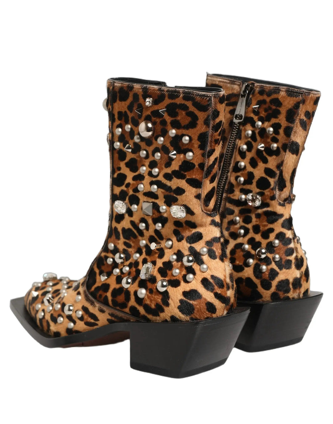 Dolce &amp; Gabbana Sample Sale | Dolce &amp; Gabbana Brown Leopard Embellished Mid Calf Men Boots Shoes - | Designer outlet