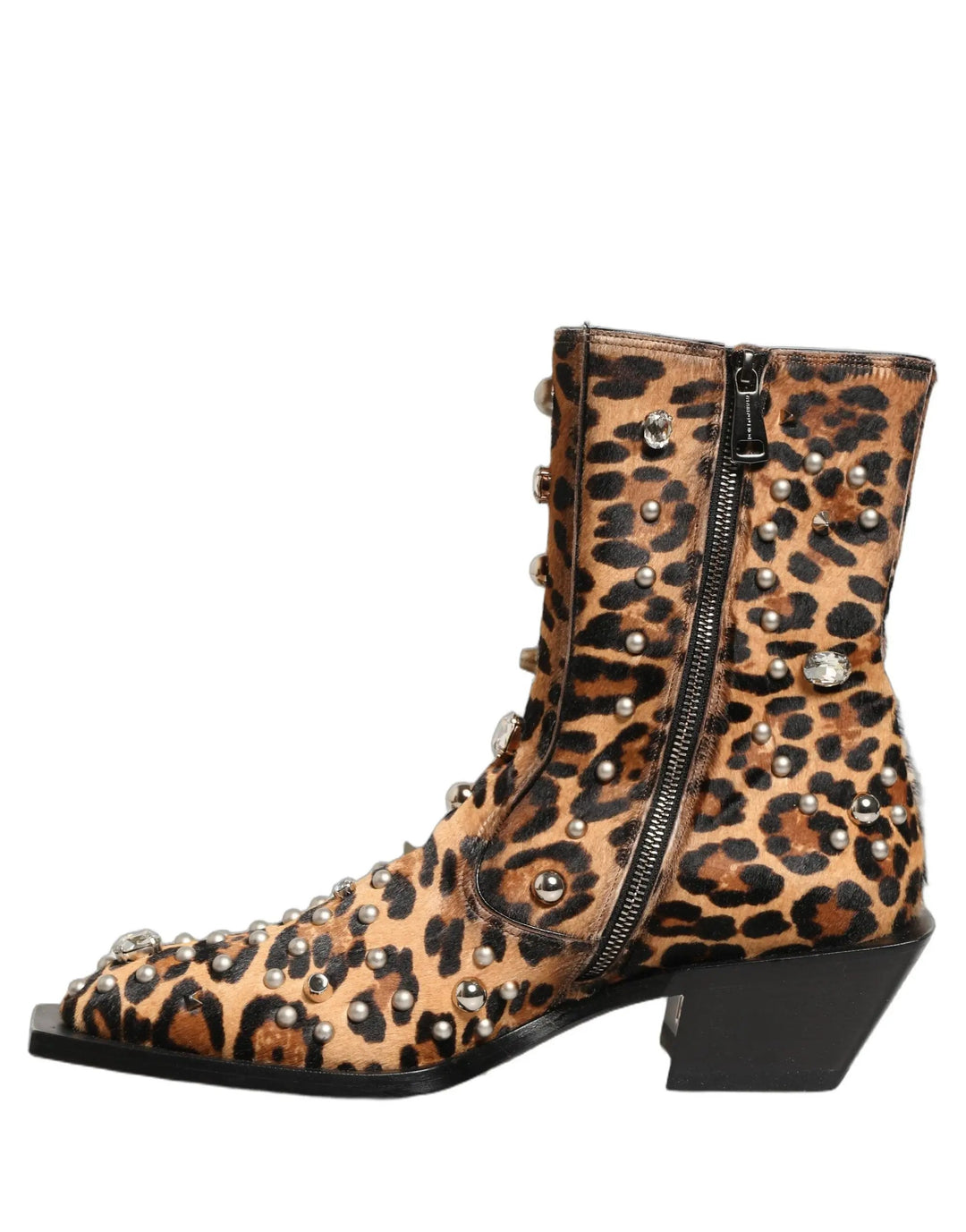Dolce &amp; Gabbana Sample Sale | Dolce &amp; Gabbana Brown Leopard Embellished Mid Calf Men Boots Shoes - | Designer outlet