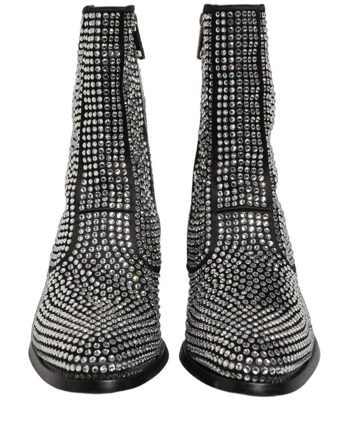 Dolce &amp; Gabbana Sample Sale | Dolce &amp; Gabbana Black Crystal Embellished Ankle Boots Shoes - | Designer outlet