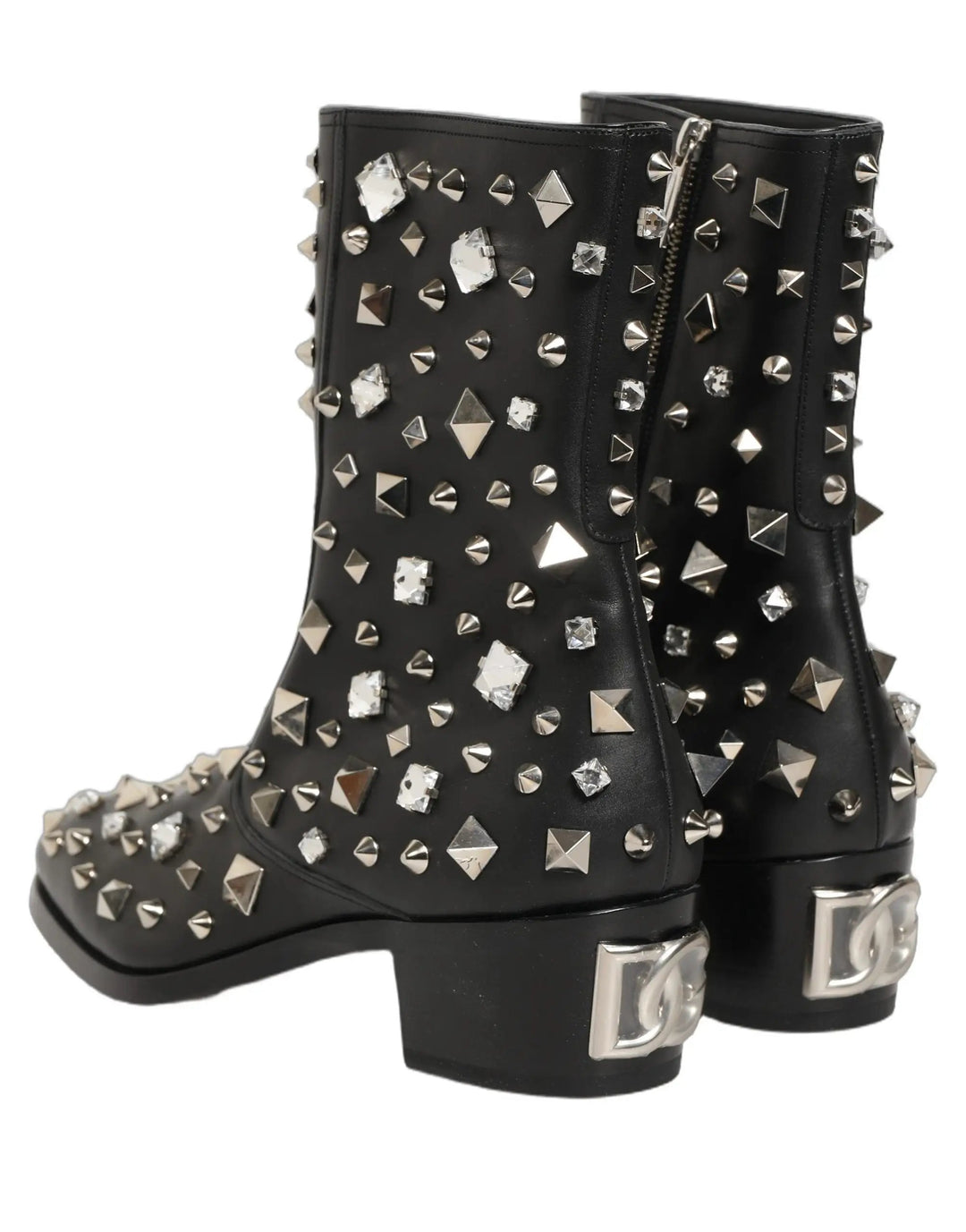 Dolce &amp; Gabbana Sample Sale | Dolce &amp; Gabbana Black Crystal Embellished Short Boots Shoes - | Designer outlet