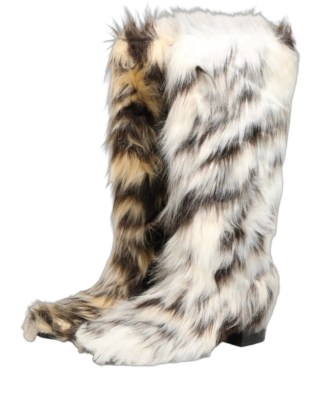 Dolce &amp; Gabbana Sample Sale | Dolce &amp; Gabbana Multicolor Knee High Faux Fur Boots Shoes - | Designer outlet