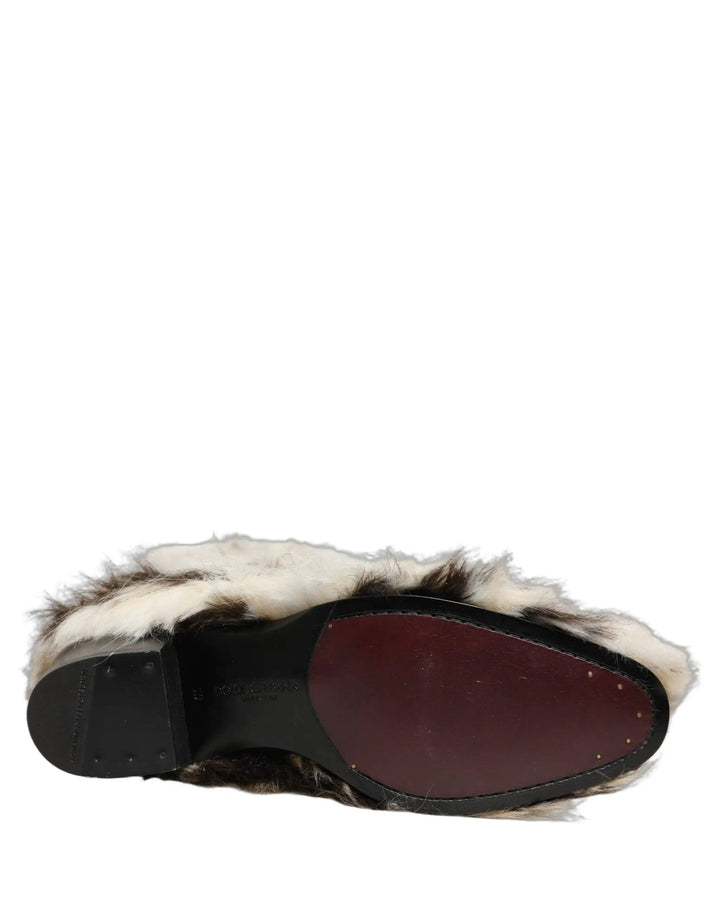 Dolce &amp; Gabbana Sample Sale | Dolce &amp; Gabbana Multicolor Knee High Faux Fur Boots Shoes - | Designer outlet