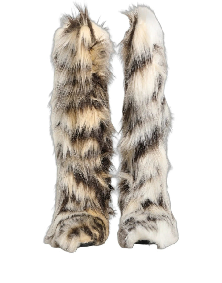 Dolce &amp; Gabbana Sample Sale | Dolce &amp; Gabbana Multicolor Knee High Faux Fur Boots Shoes - | Designer outlet