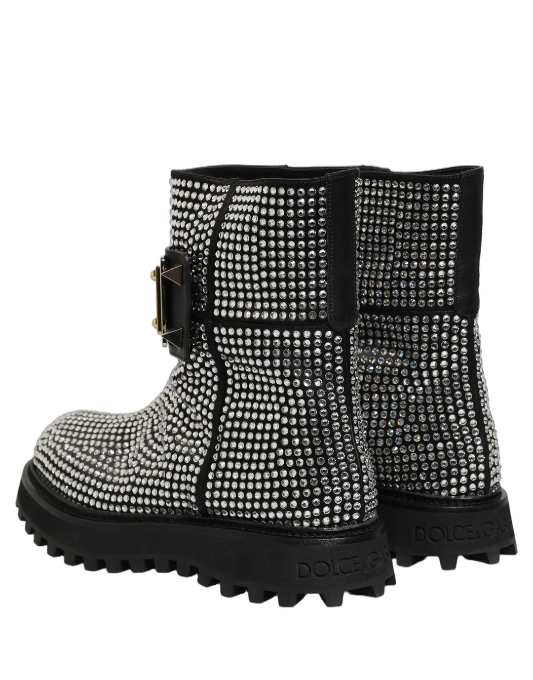 Dolce &amp; Gabbana Sample Sale | Dolce &amp; Gabbana Black Crystal Embellished Short Boots Shoes - | Designer outlet
