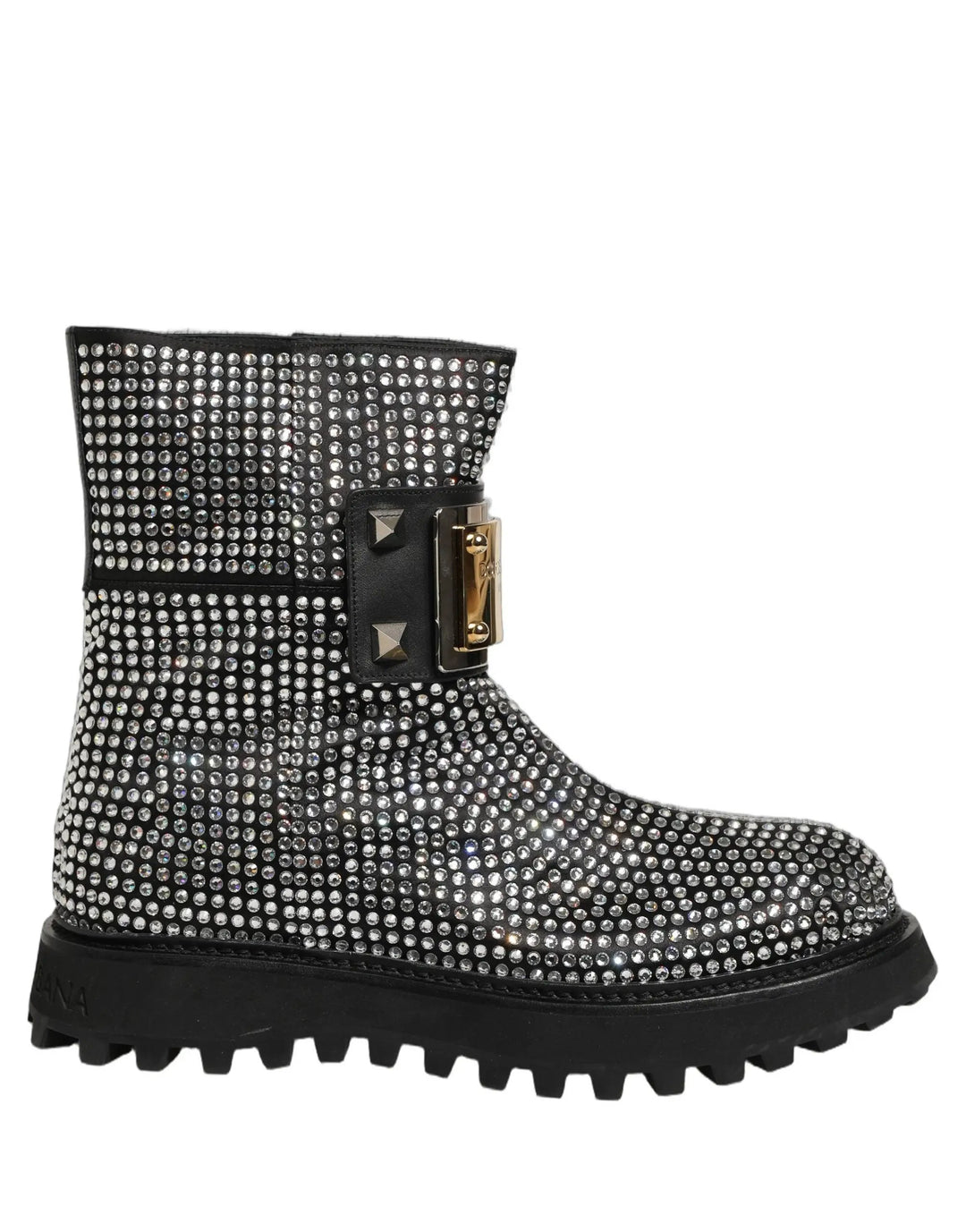 Dolce &amp; Gabbana Sample Sale | Dolce &amp; Gabbana Black Crystal Embellished Short Boots Shoes - | Designer outlet