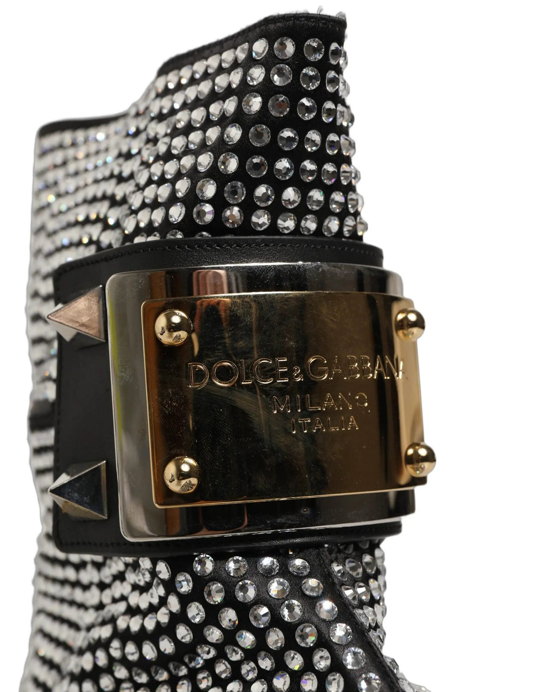 Dolce &amp; Gabbana Sample Sale | Dolce &amp; Gabbana Black Crystal Embellished Short Boots Shoes - | Designer outlet