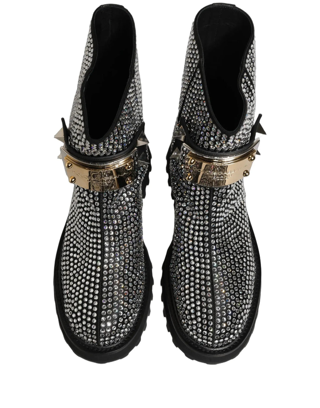 Dolce &amp; Gabbana Sample Sale | Dolce &amp; Gabbana Black Crystal Embellished Short Boots Shoes - | Designer outlet
