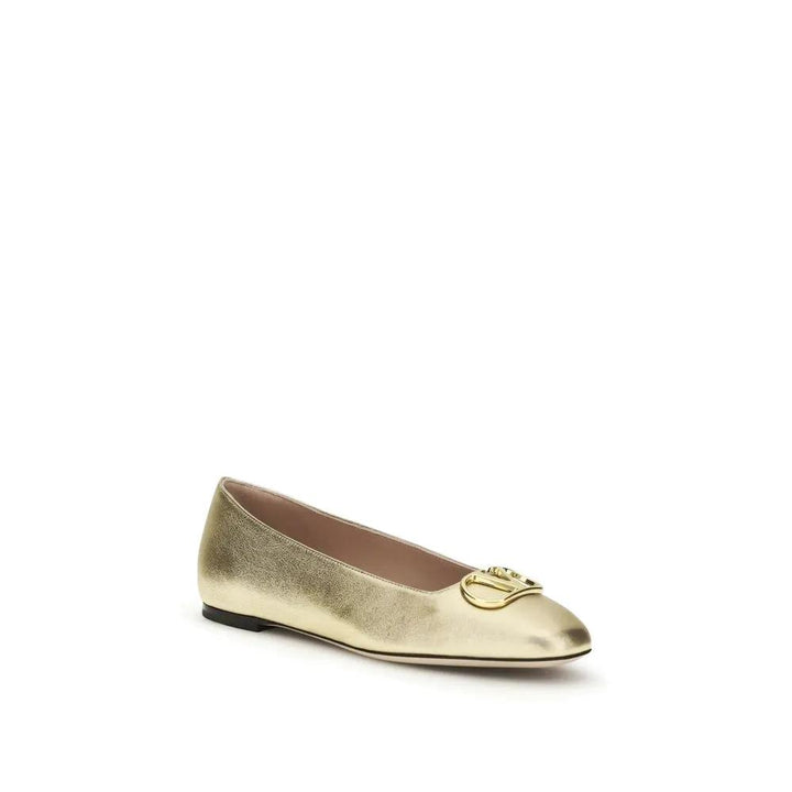Valentino Garavani Sample Sale | Valentino Garavani Gold Napa Leather / Calf Bos Taurus Ballet Flats - | Designer outlet