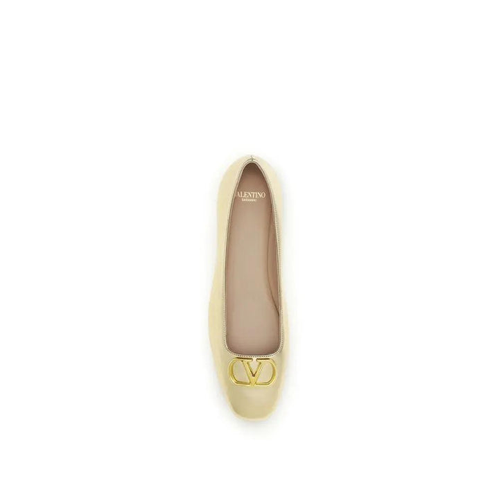 Valentino Garavani Sample Sale | Valentino Garavani Gold Napa Leather / Calf Bos Taurus Ballet Flats - | Designer outlet