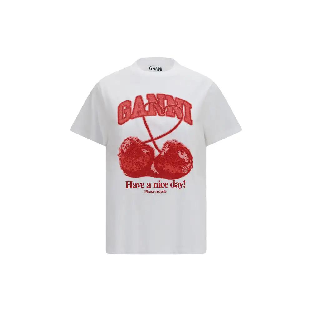 Ganni Sample Sale | Ganni White Cotton T-Shirt - | Designer outlet