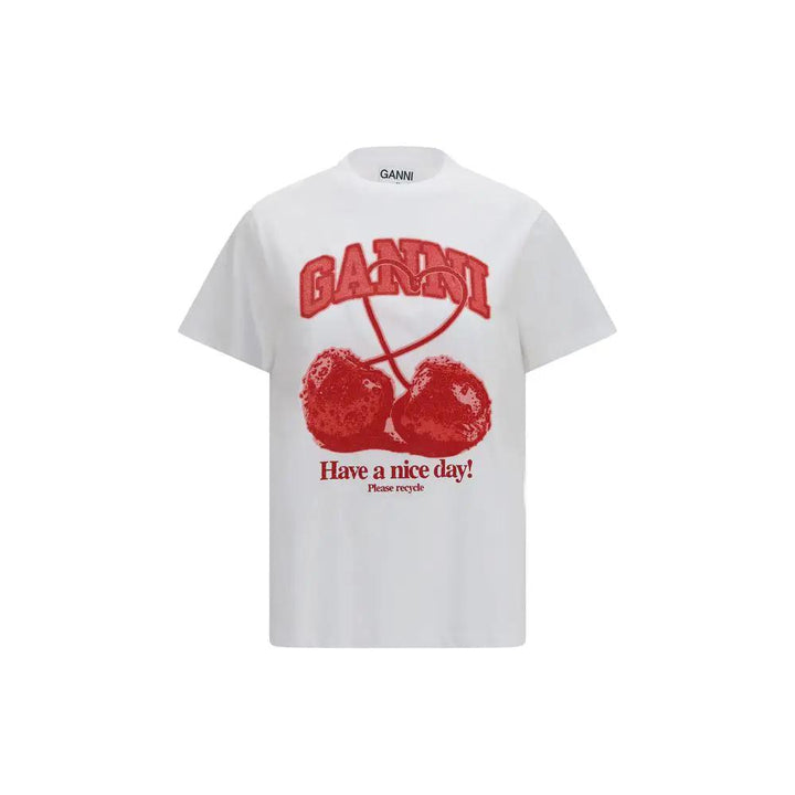 Ganni Sample Sale | Ganni White Cotton T-Shirt - | Designer outlet
