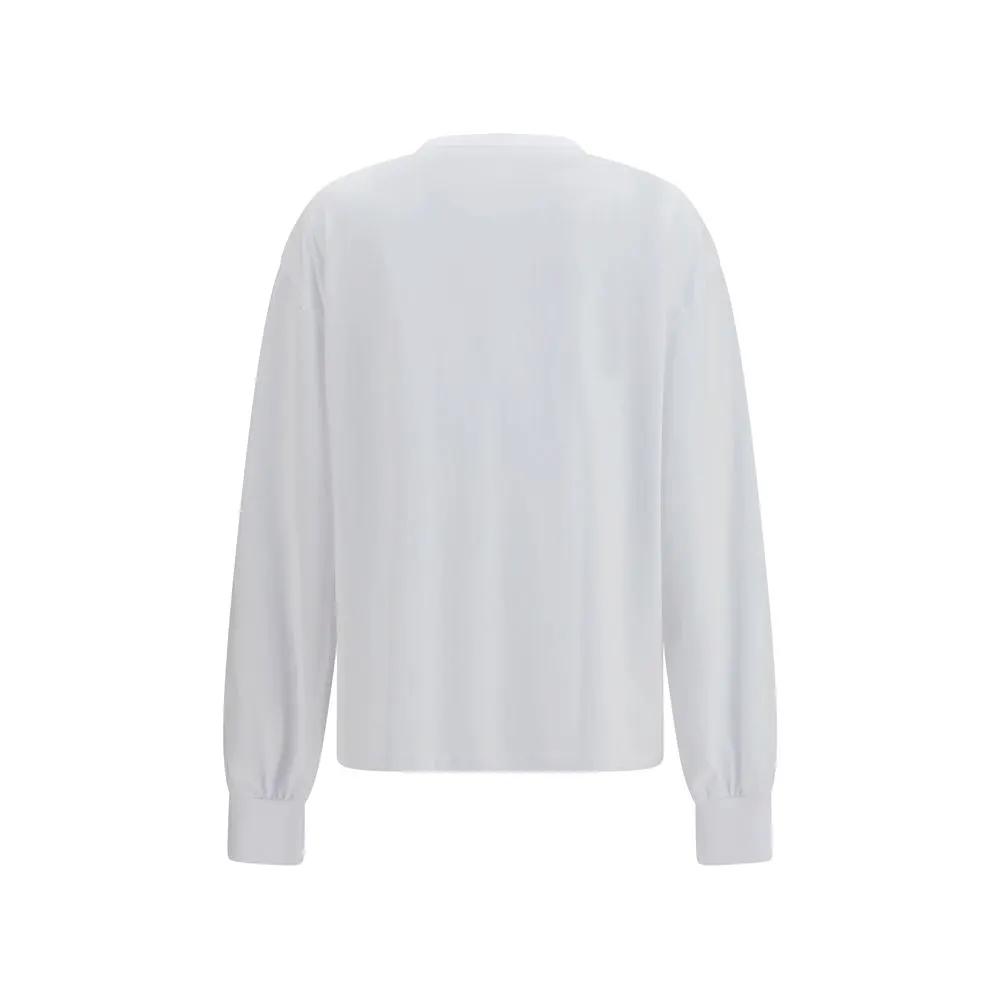 Ganni Sample Sale | Ganni White Cotton Long Sleeve T-Shirt - | Designer outlet