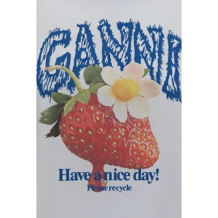 Ganni Sample Sale | Ganni White Cotton Long Sleeve T-Shirt - | Designer outlet