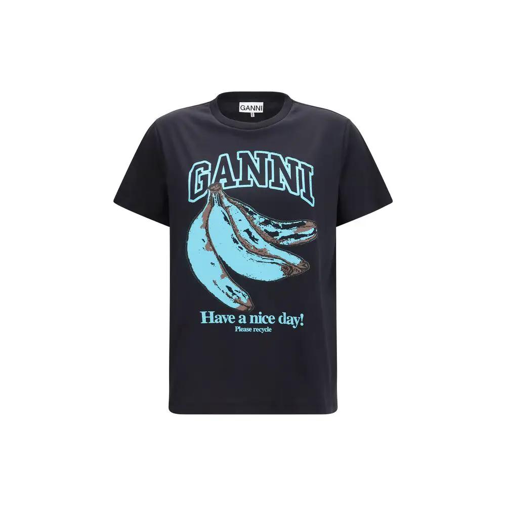 Ganni Sample Sale | Ganni Black Cotton T-Shirt - | Designer outlet