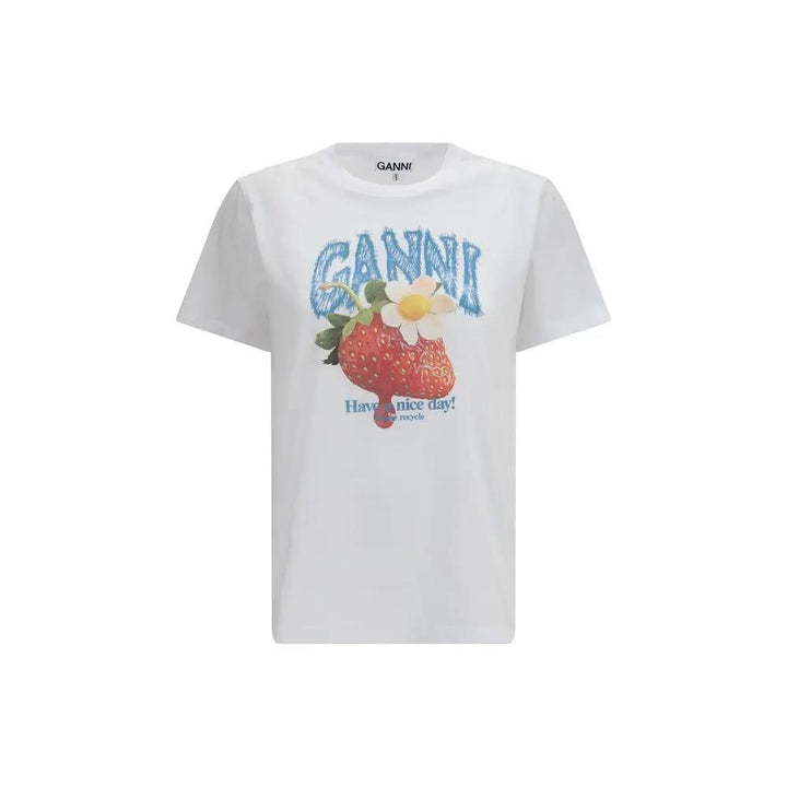 Ganni Sample Sale | Ganni White Cotton T-Shirt - | Designer outlet