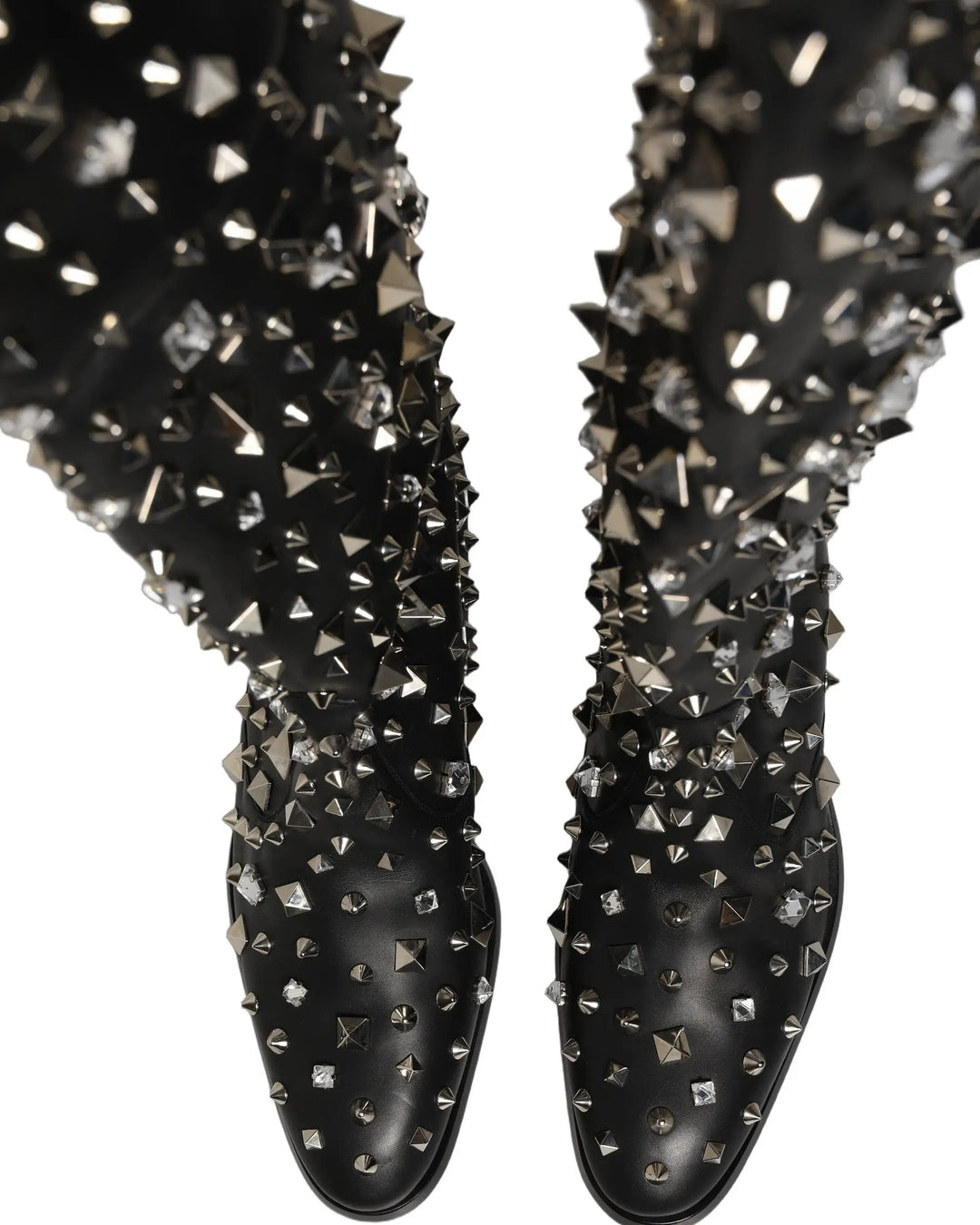 Dolce &amp; Gabbana Sample Sale | Dolce &amp; Gabbana Black Crystal Embellished High Boots Shoes - | Designer outlet
