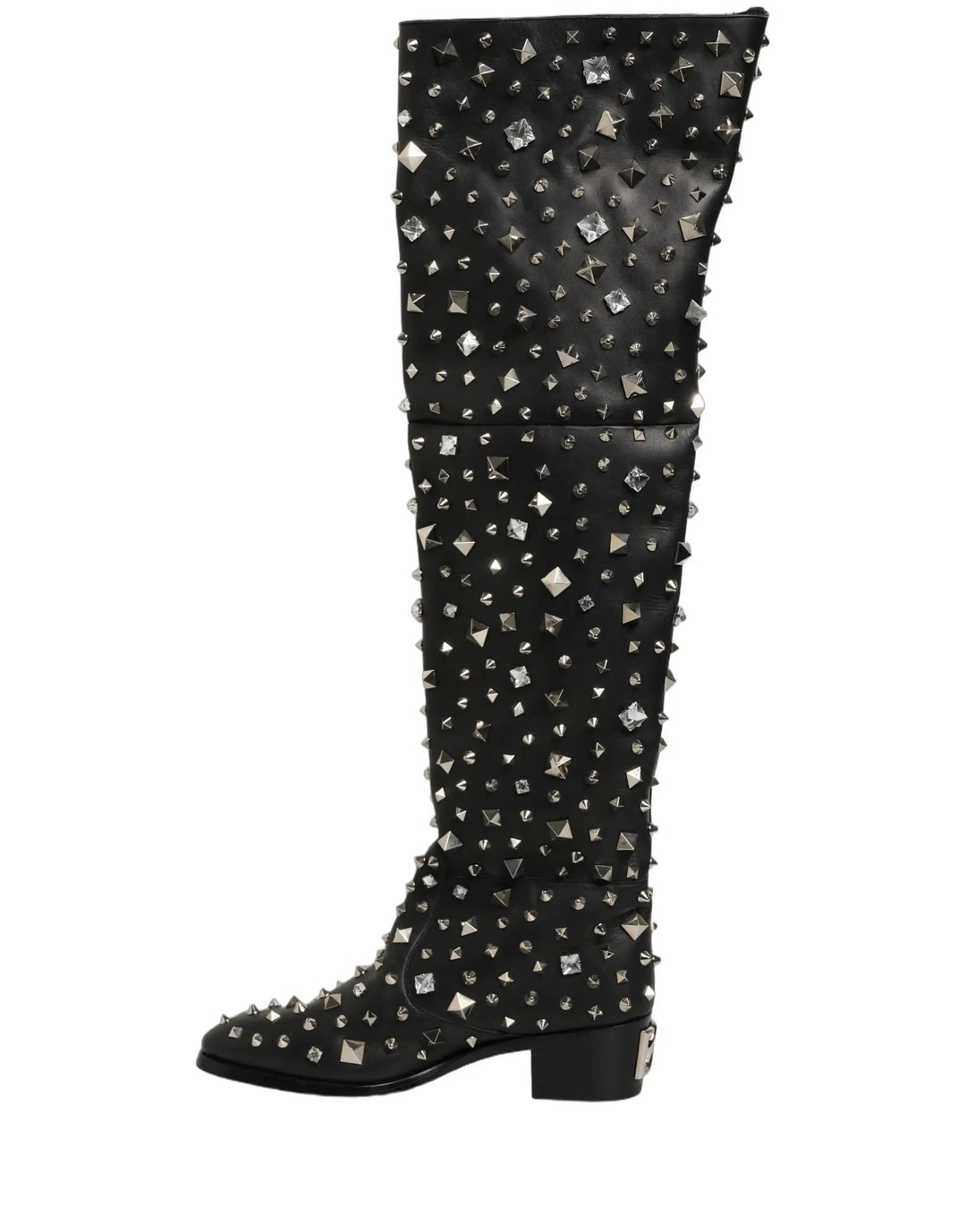 Dolce &amp; Gabbana Sample Sale | Dolce &amp; Gabbana Black Crystal Embellished High Boots Shoes - | Designer outlet