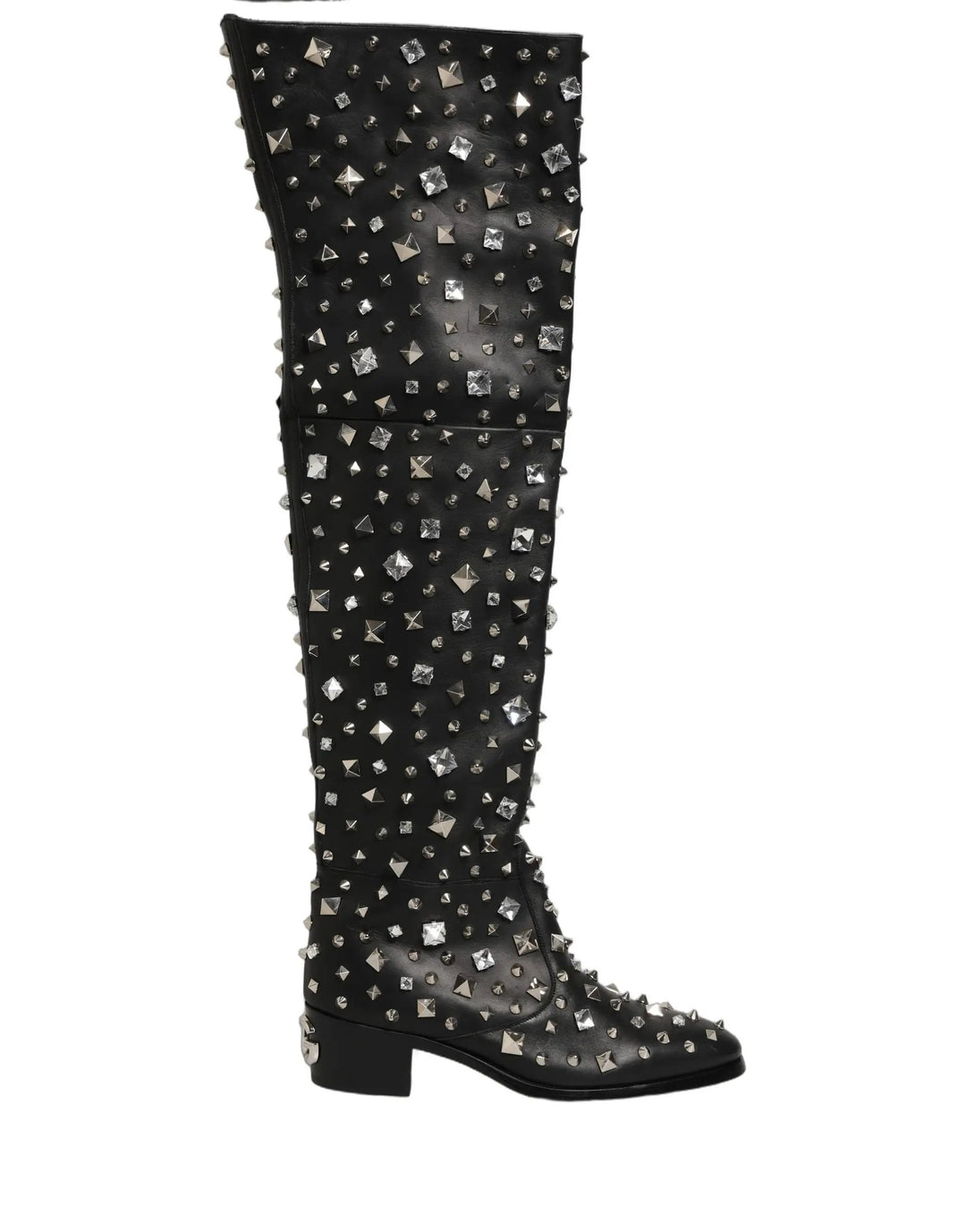 Dolce &amp; Gabbana Sample Sale | Dolce &amp; Gabbana Black Crystal Embellished High Boots Shoes - | Designer outlet