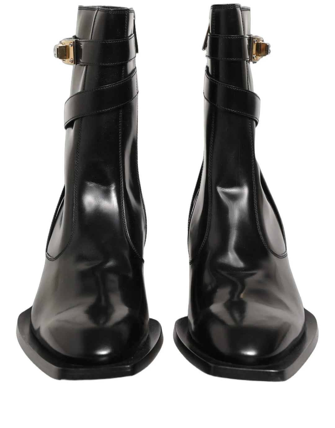Dolce &amp; Gabbana Sample Sale | Dolce &amp; Gabbana Black Leather DG Plaque Mid Calf Boots Shoes - | Designer outlet