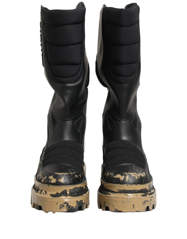 Dolce &amp; Gabbana Sample Sale | Dolce &amp; Gabbana Black Leather Biker Mid Calf Men Boots Shoes - | Designer outlet